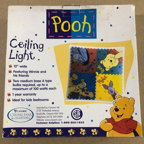 Winnie The Pooh 12" Glass Ceiling Light Fixture Tigger Eeyore Piglet Walt Disney - Picture 1 of 3